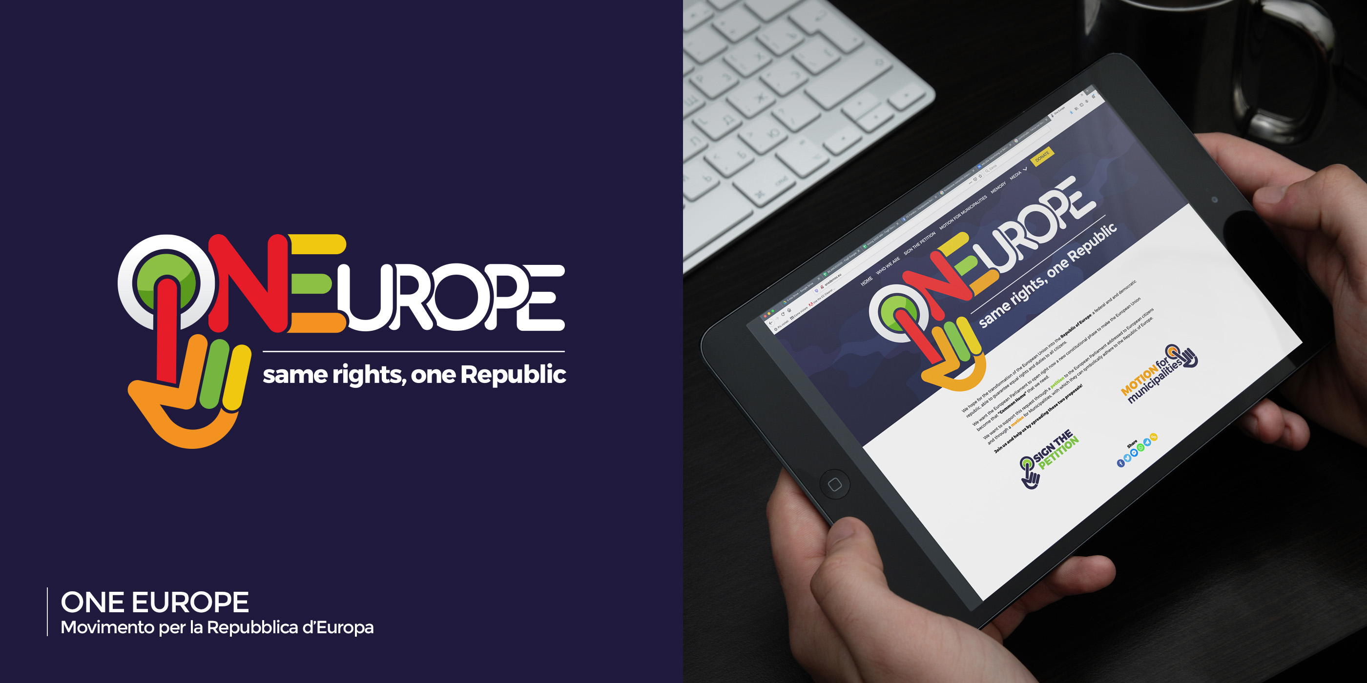 logo OneEurope, movimento per la Repubblica d'Europa